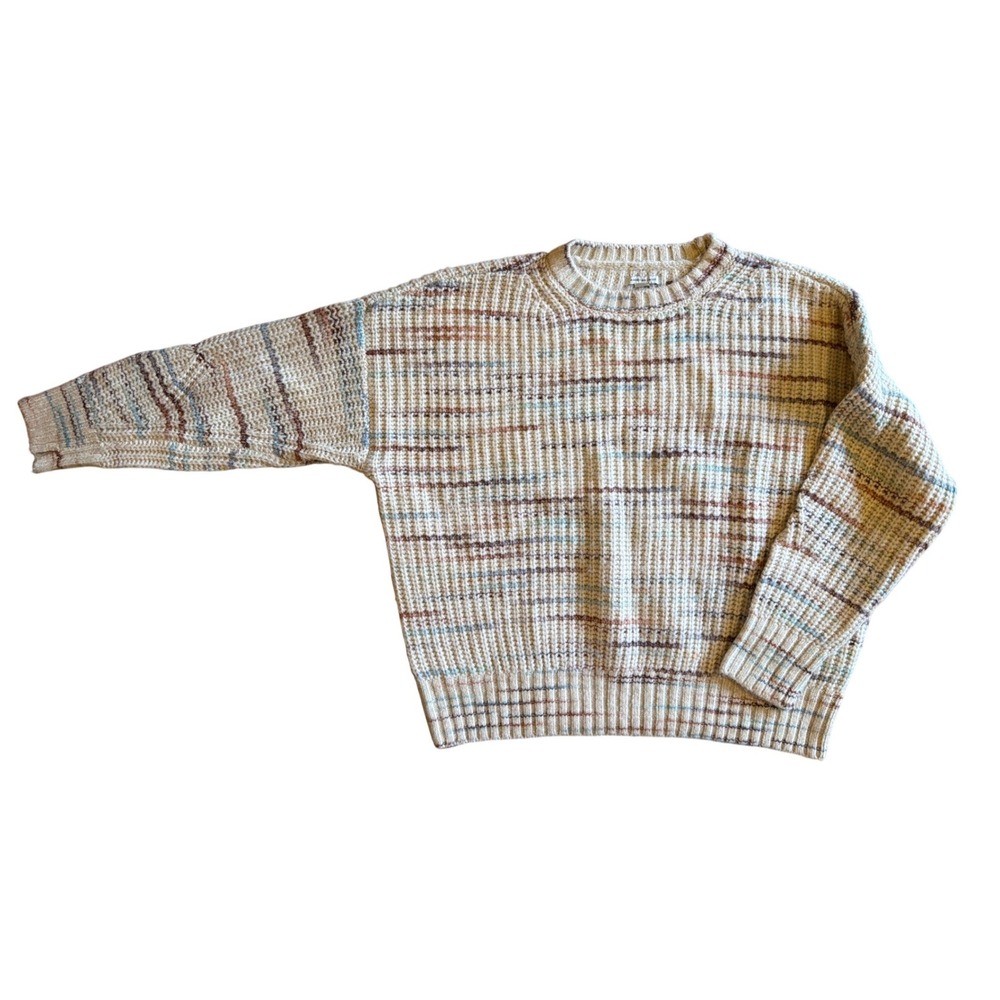 American Eagle Space Dye Shaker Knit Chunky Sweater Cream Striped Oversized M